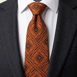 The Executive Collection Custom Scott Necktie Paisley Orange Brown‎ Black Men's